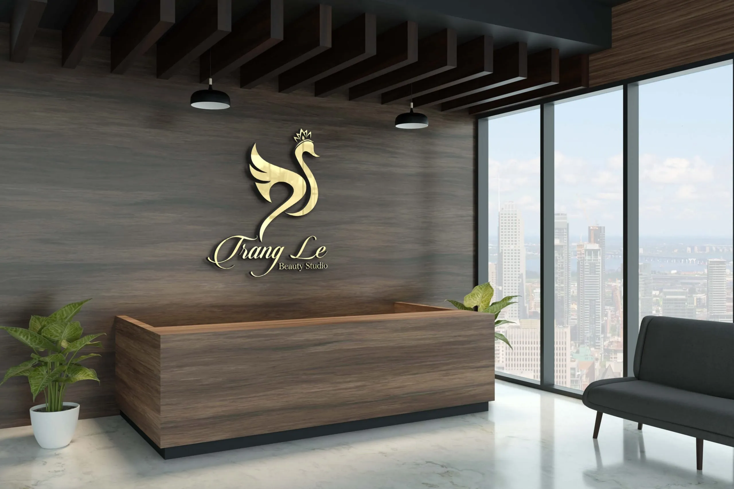 Empfangsbereich des Le Beauty Studio mit Blick über Hannover